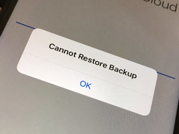 iCloud error Cannot Restore Backup