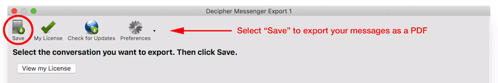 Choose Save to export your teen's Messenger messages to computer.